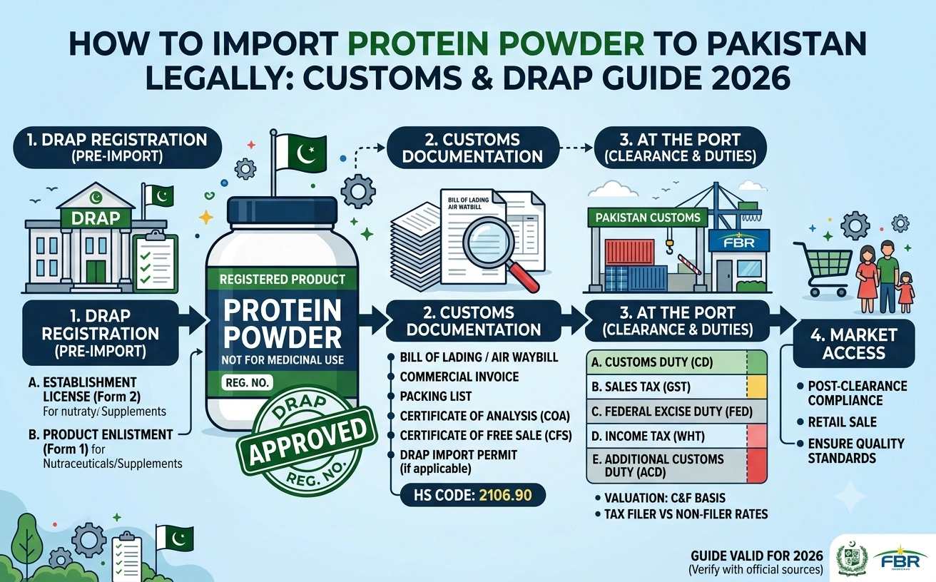 Import Protein Powder to Pakistan: Customs & DRAP 2026